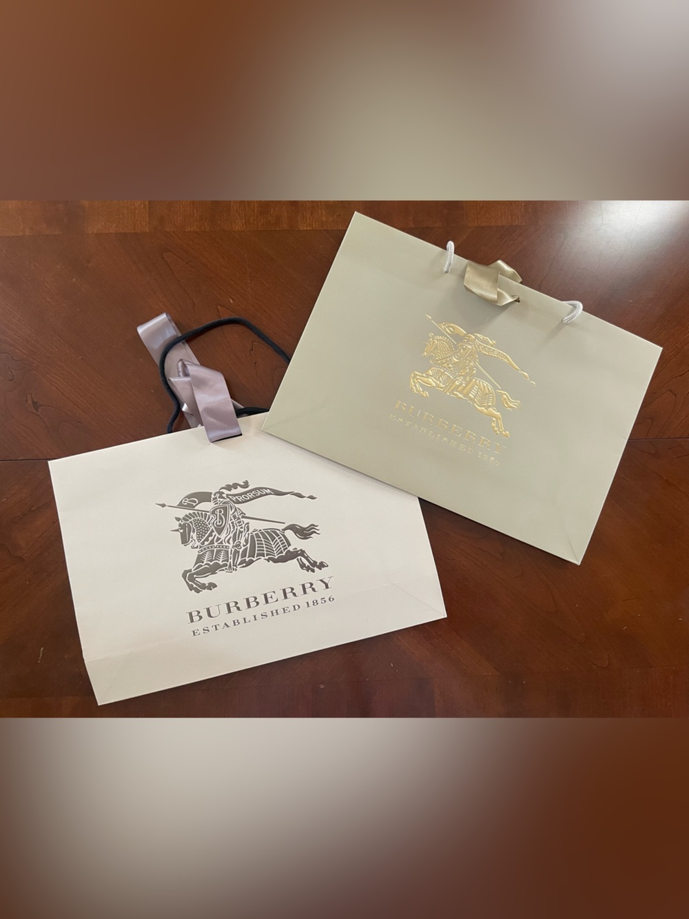 Burberry Equestrian Knight Prorsum Large Luxury Shopping Bags Set of 2